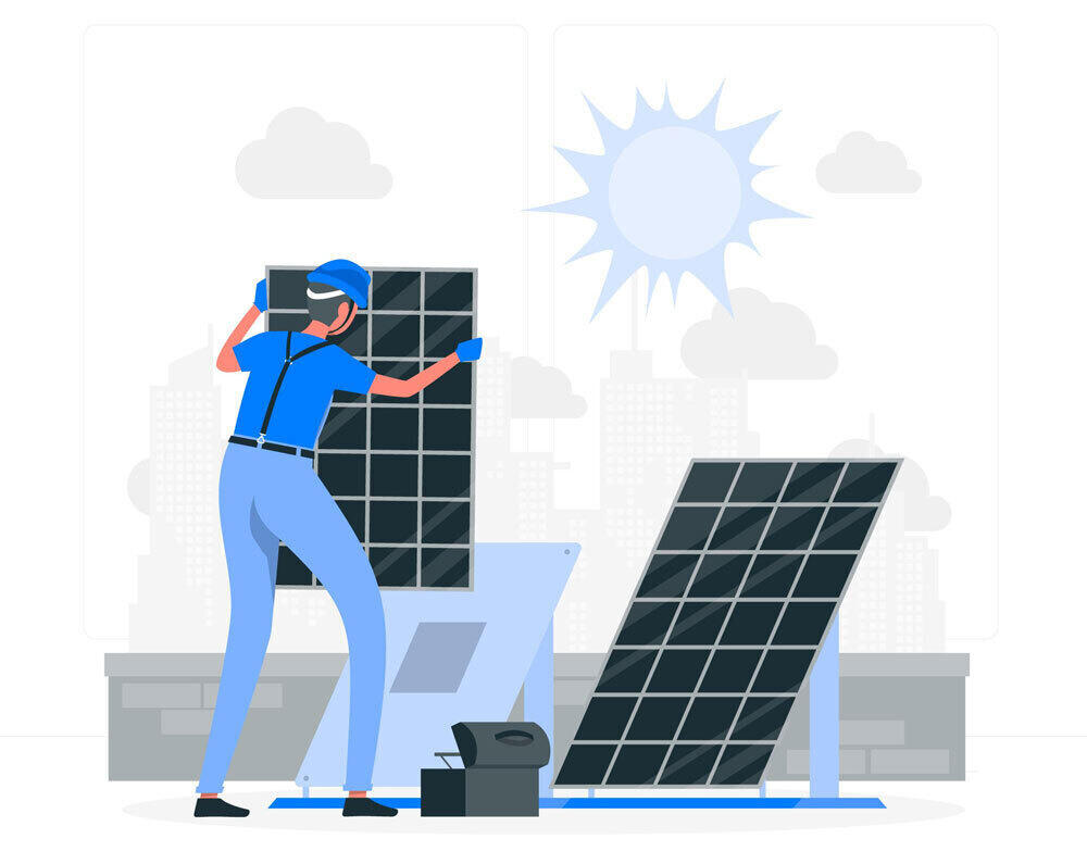 Pose de panneaux solaires sur charpente metallique